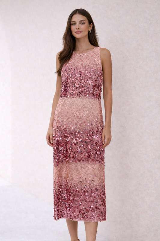 ABITO — MIDI PAILLETTES ROSÉ