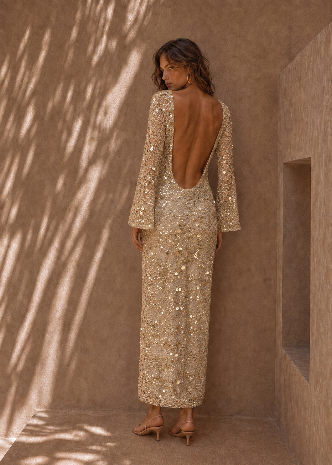 ABITO — LONG GOLD RICAMATO
